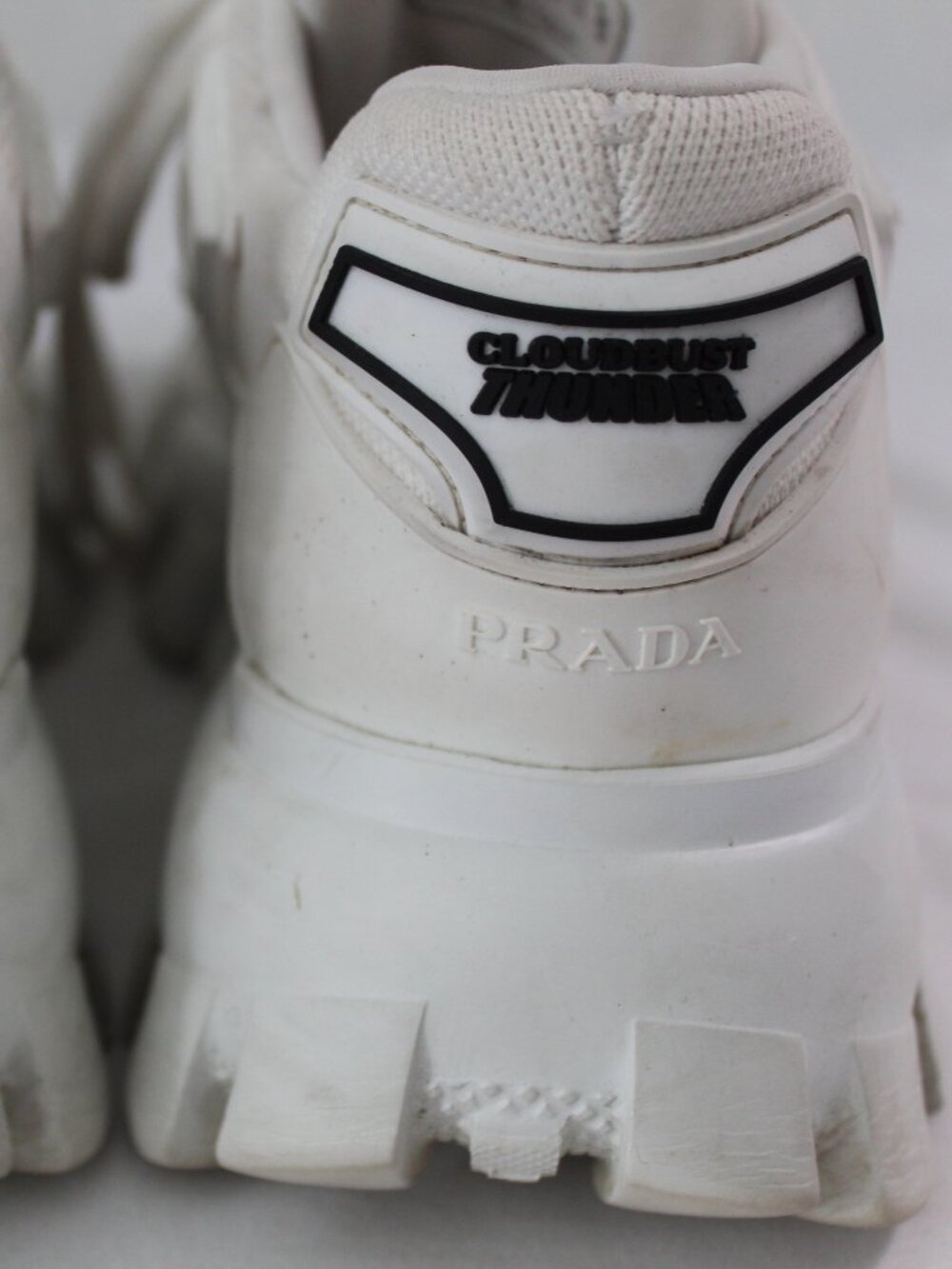 PRADA Cloudburst Thunder Sneakers Trainers Chunky Sole Lace Up White 38.5 - Picture 9 of 11